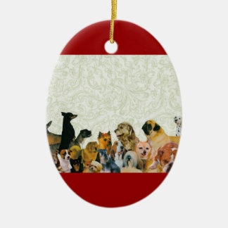犬のコラージュのオーナメントの多く セラミックオーナメント