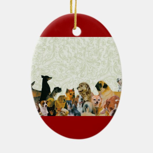 犬のコラージュのオーナメントの多く セラミックオーナメント (裏面)