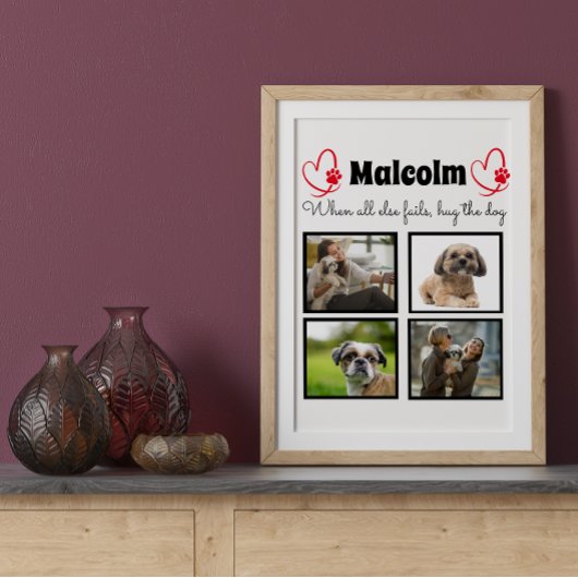 犬のコラージュカスタマイズ-  4枚の写真 ポスター