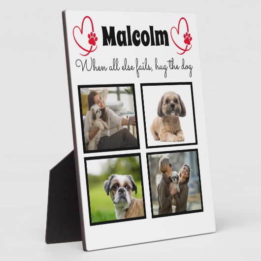 犬のコラージュ – カスタマイズ 4枚の写真 フォトプラーク (側面)