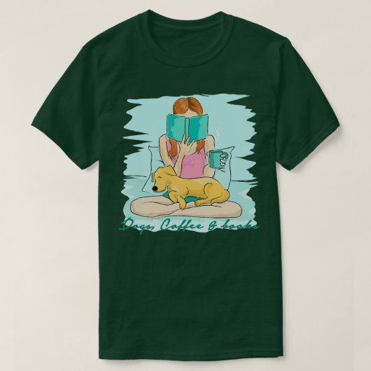 犬のコーヒーと本はもうない Tシャツ (デザイン正面)
