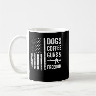 犬のコーヒーガン&自由 – おもしろい Pro Gun America コーヒーマグカップ