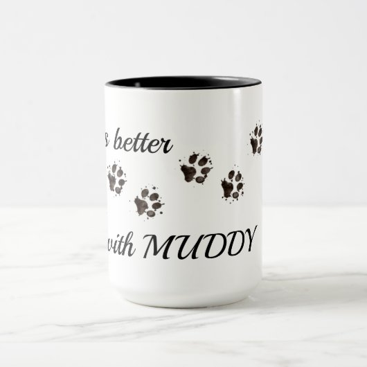 犬のコーヒーマグ、足跡の面白いマグ マグカップ (中央)