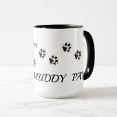 犬のコーヒーマグ、足跡の面白いマグ マグカップ (正面右)