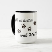 犬のコーヒーマグ、足跡の面白いマグ マグカップ (正面左)