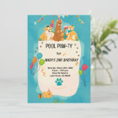 犬のサマー・プールパーティー招待状 招待状 (スタンド正面)