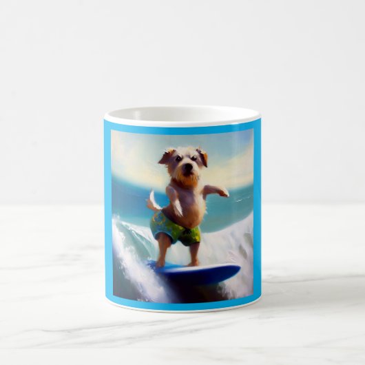 犬のサーフィン コーヒーマグカップ (中央)