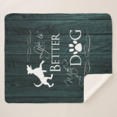 犬のシェルパ毛布で生活が良い – ティール(緑がかった色) シェルパブランケット (正面(横))