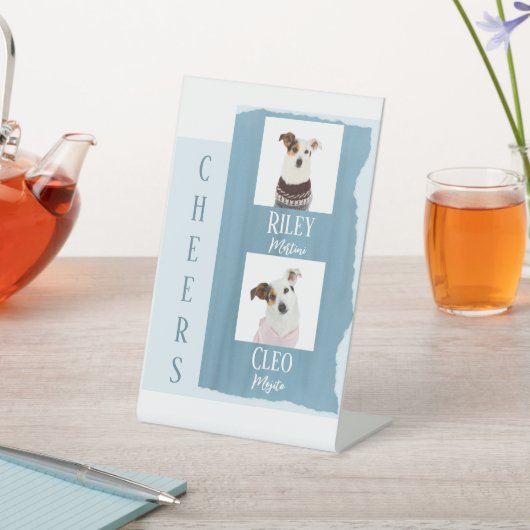 犬のシグネチャーカクテルドリンクダスティブルー結婚ズ 台座サイン (インサイチュ)