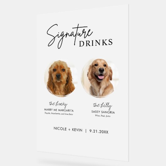 犬のシグネチャードリンクサイン結婚のバーアクリルサイン アクリルサイン (傾斜)