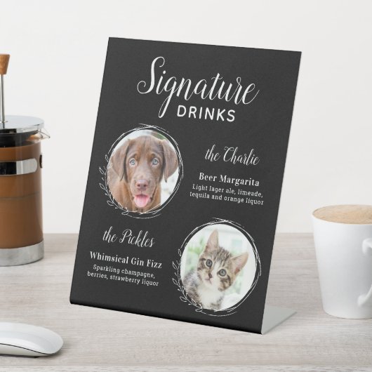犬のシグネチャードリンクブラックペット結婚ズバー 台座サイン (インサイチュ)