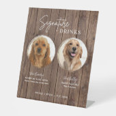 犬のシグネチャードリンク素朴サイン結婚のバーサイン 台座サイン (正面)