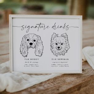 犬のシグネチャードリンク結婚ズのペットバーのサイン ポスター