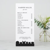 犬のシルエットトリマーの価格表またはサービスカード 招待状 (スタンド正面)