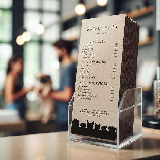 犬のシルエットトリマーの価格表またはサービスカード 招待状