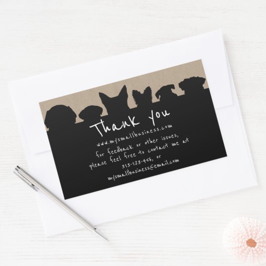 犬のシルエット感謝していトリマー長方形スティック 長方形シール (封筒)