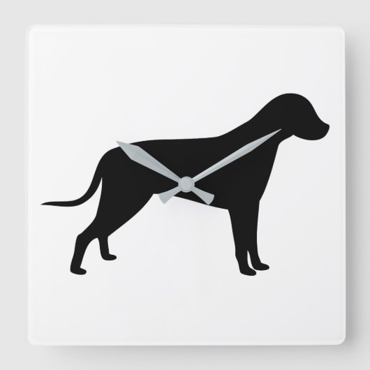 犬のシルエット スクエア壁時計 (正面)