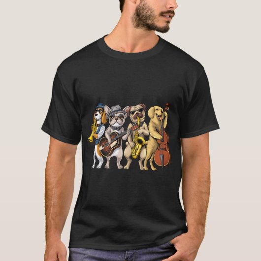 犬のジャズミュージシャン Tシャツ (正面)
