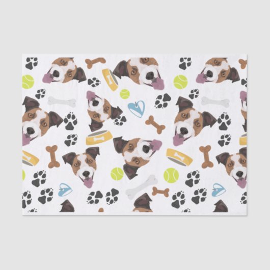 犬のジャック微笑ラッセルテリア 薄葉紙 (正面)