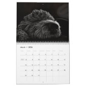 犬のスケッチの犬のカレンダーの年 カレンダー (3月 2026)