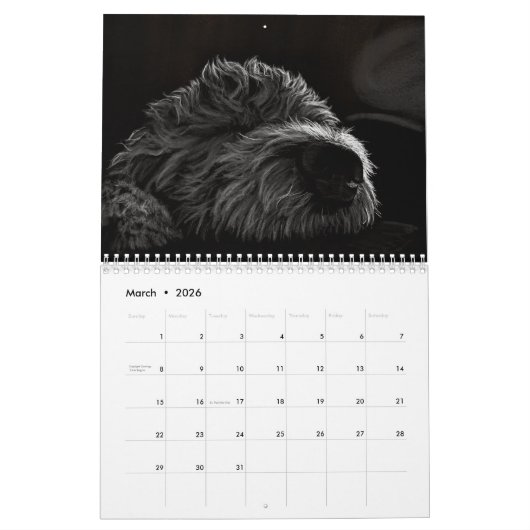 犬のスケッチの犬のカレンダーの年 カレンダー (3月 2026)