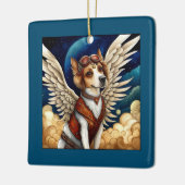 犬のスチームパンク翼 セラミックオーナメント (左)