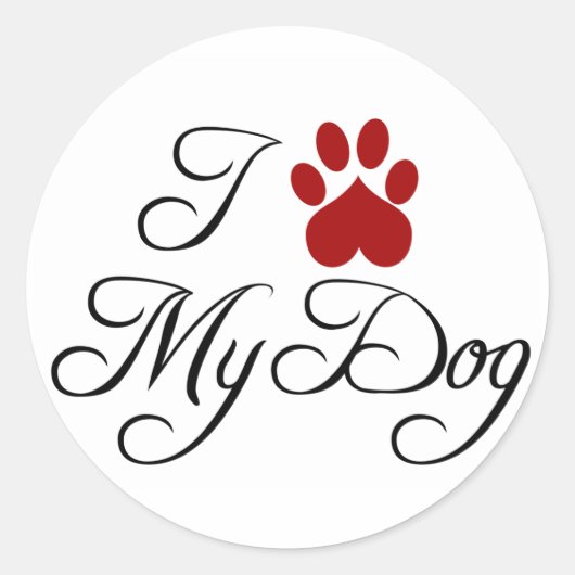 犬のステッカーが大好き ラウンドシール (正面)