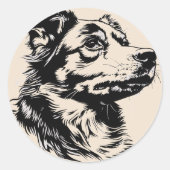 犬のステッカー ラウンドシール (正面)