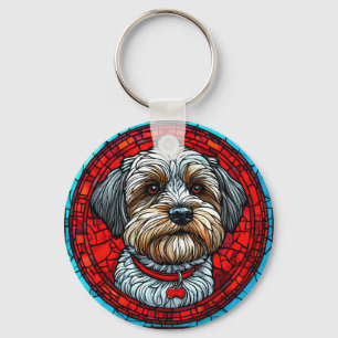 犬のステンドグラスアート キーホルダー