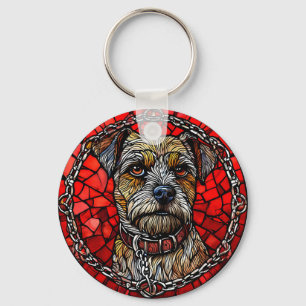 犬のステンドグラスアート キーホルダー
