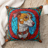 犬のステンドグラスアート クッション (ブランケット)