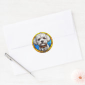 犬のステンドグラスアート ラウンドシール (封筒)