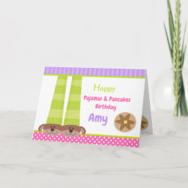 犬のスリッパーパジャマ&パンケーキ誕生日パーティー カード
