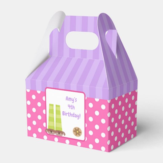 犬のスリッパーパジャマ&パンケーキ誕生日パーティー フェイバーボックス (正面サイド)