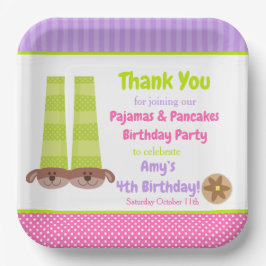 犬のスリッパーパジャマ&パンケーキ誕生日パーティー ペーパープレート