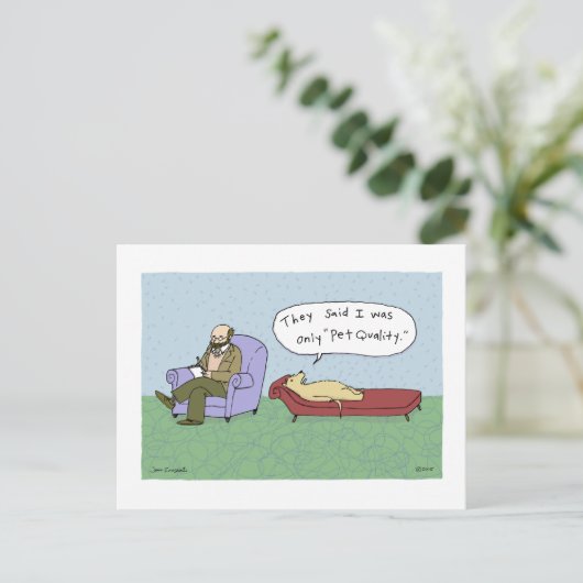 犬のセラピー漫画 |犬のユーモアを表示 ポストカード (スタンド正面)