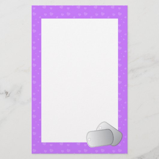 犬のタグとハート 便箋 (正面)