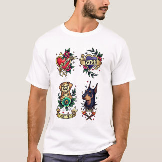 犬のタトゥーデザイン ロイヤルコンパニオンティー Tシャツ