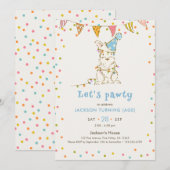 犬のテーマの編集可能な年齢の男の子の誕生日 Let's Pawty 招待状 (正面/裏面)