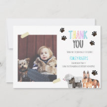 犬のテーマの誕生日お礼カード