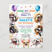 犬のテーマ5th誕生日パーティーへの招待 ポストカード (正面)