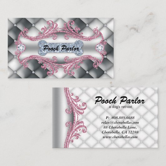 犬のデイケアペット獣医がタフテッドサテン 名刺 (正面/裏面)