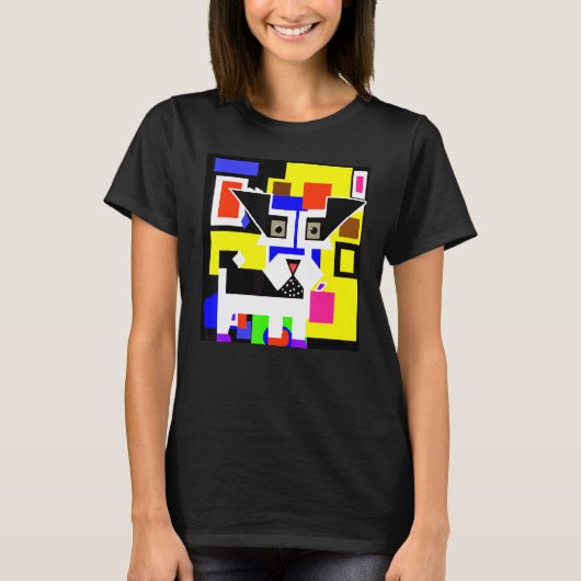 犬のデジタル犬ポートレート子犬 Tシャツ (正面)