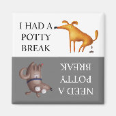 犬のトイレ休憩 うんちが消えた お出かけだ マグネット (正面)