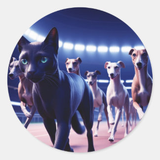犬のトラックで犬の黒猫のリーディングパック ラウンドシール