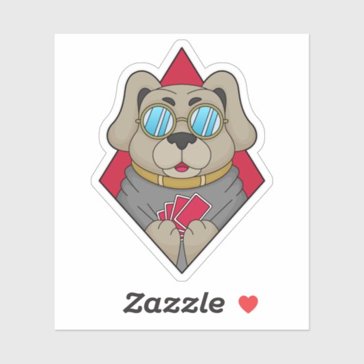 犬のトランプのポーカーとトランプのポーカーカード シール (シート)