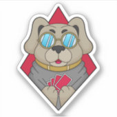 犬のトランプのポーカーとトランプのポーカーカード シール (正面)