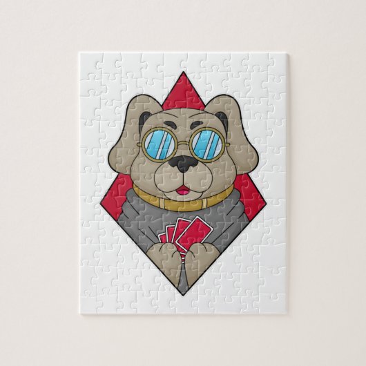 犬のトランプのポーカーとトランプのポーカーカード ジグソーパズル (縦)