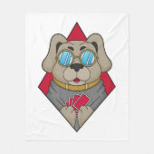 犬のトランプのポーカーとトランプのポーカーカード フリースブランケット (正面)