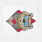 犬のトランプのポーカーとトランプのポーカーカード フリースブランケット (正面(横))